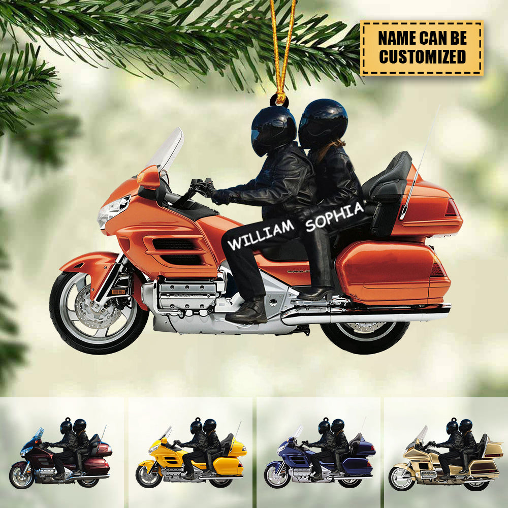 Personalized Biker Couple Motorcycle Ornament, Christmas Gift For Couple
