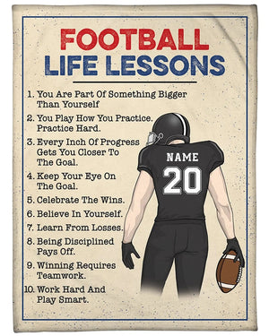 Personalized Football Blanket Football Life Lessons Football Son With Name And Number Blanket