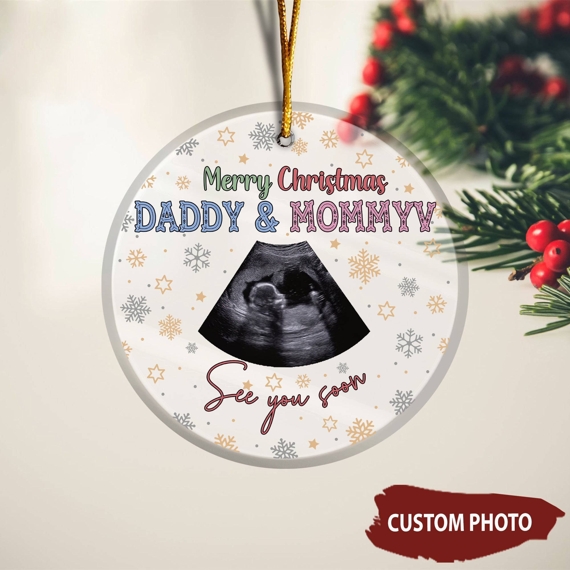 Personalized Gift Of Future Daddy & Mommy See You Soon Ornament