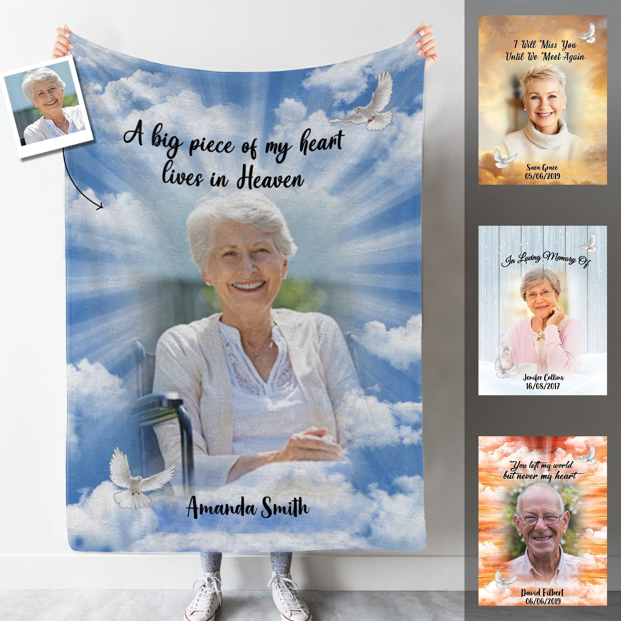In Loving Memories Custom Photo Blanket Memorial - Personalized Blanket