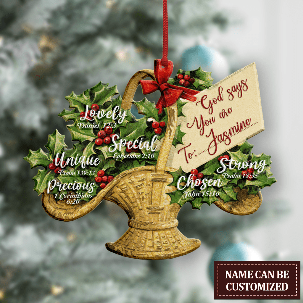 Vintage Christmas Poinsettia Flower God Says You Are Personalized Acrylic Ornament