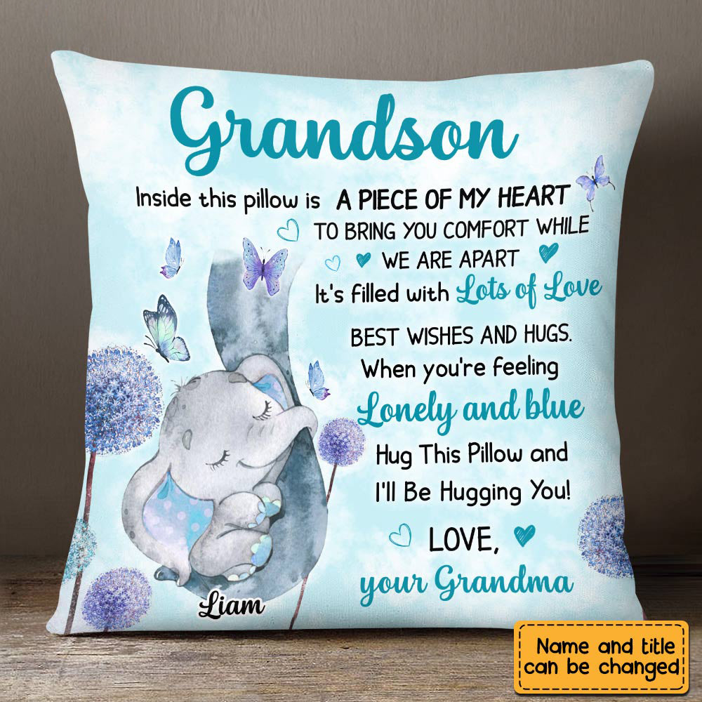 Personalized Grandson,Granddaughter Elephant Pillowcase