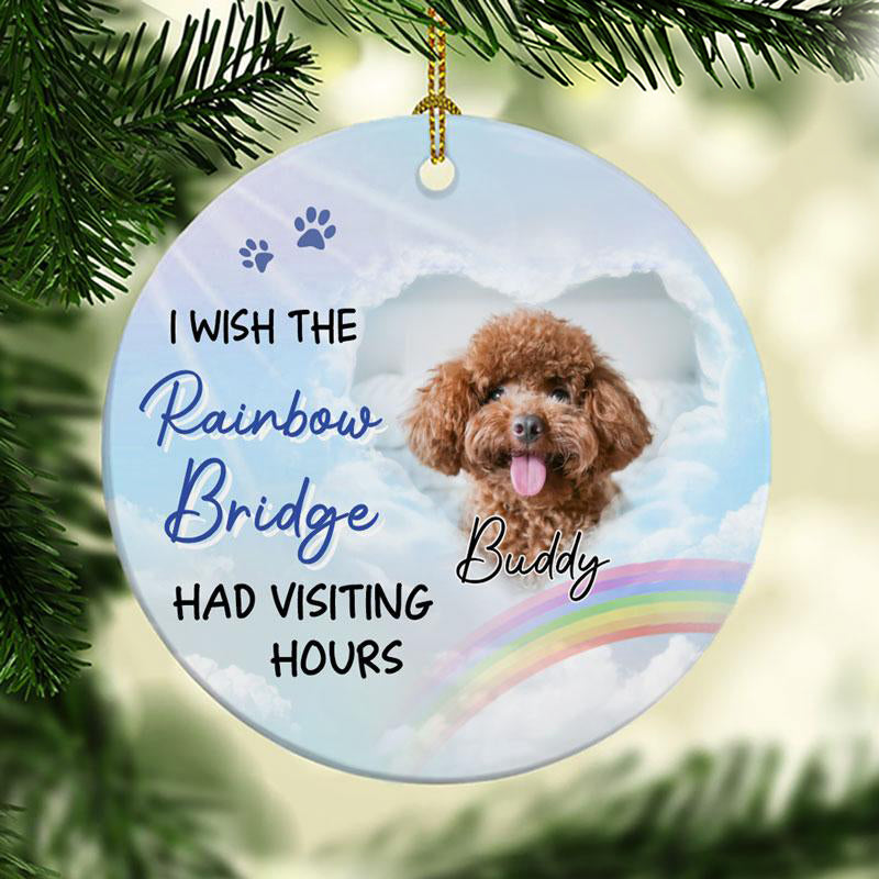 Rainbow Bridge, Personalized Christmas Ornaments, Custom Photo Memorial Gift  (Porcelain)