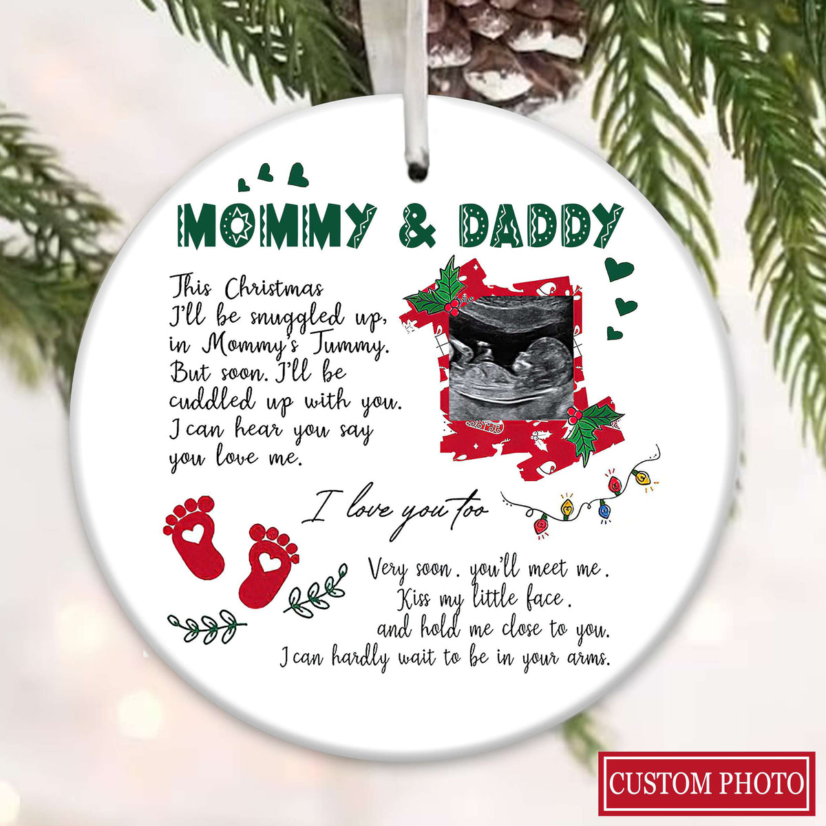 Personalized Gift For Future Daddy & Mommy I Love You Too - Personalized Ceramic Ornament