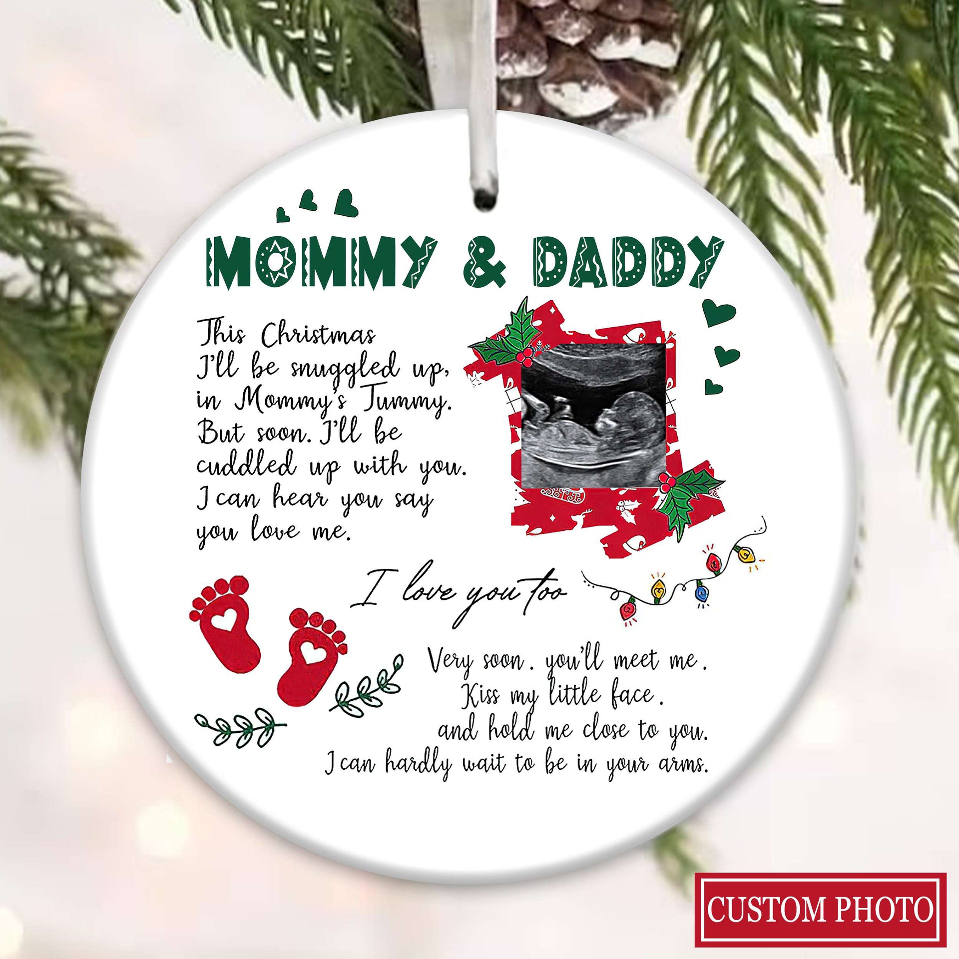 Personalized Gift For Future Daddy & Mommy I Love You Too - Personalized Ceramic Ornament