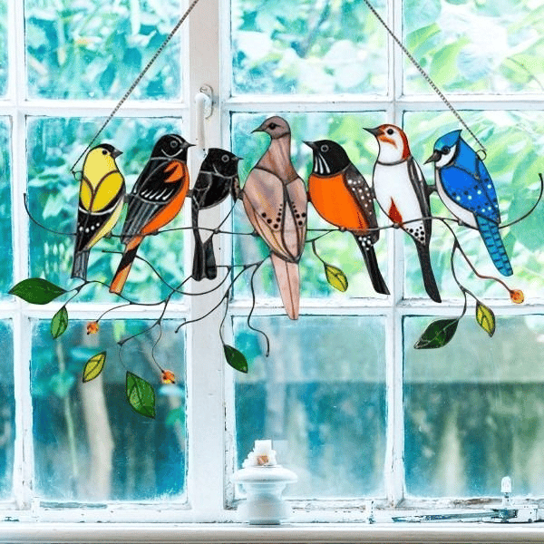 The Best Gift-Birds Stained  Window  Panel Hangings🎁