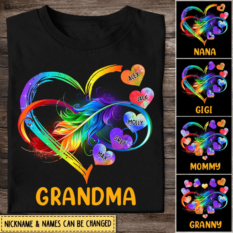 Grandma Grandkids Infinity Love Family Gift Heart Rainbow Tshirt