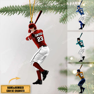 PERSONALIZED BASEBALL PLAYER CHRISTMAS ORNAMENT -GREAT GIFT IDEA FOR BASEBALL LOVERS