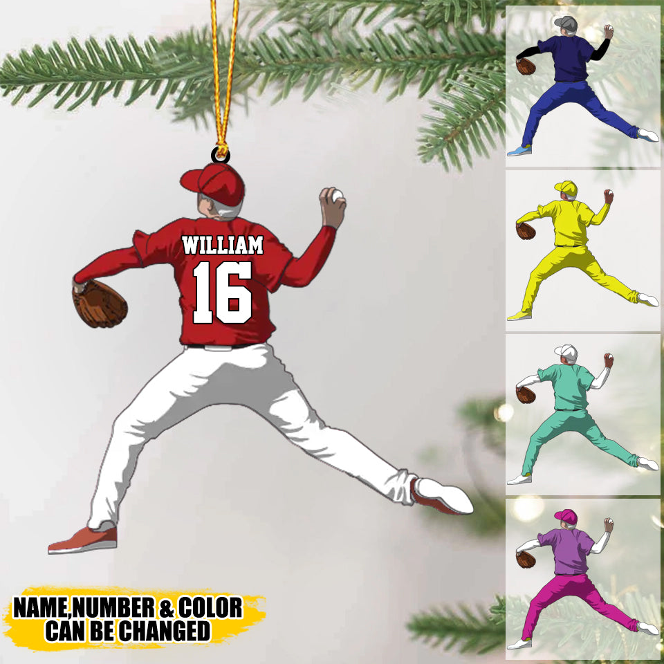 Personalized Baseball Ornament Pitcher Christmas Acrylic Ornament