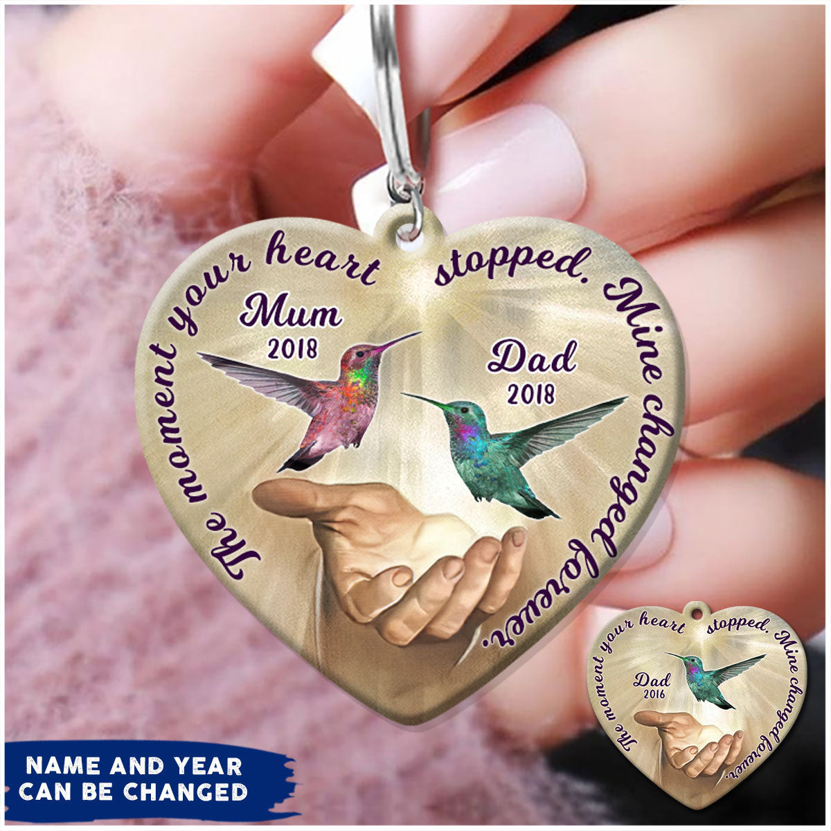 Changed Forever Hummingbird Custom Memorial Acrylic Keychain