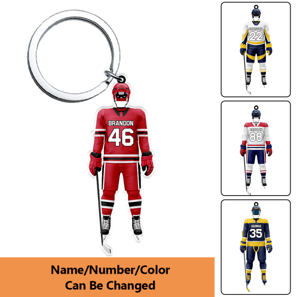 Personalized Gift Hockey Equipment Keychain