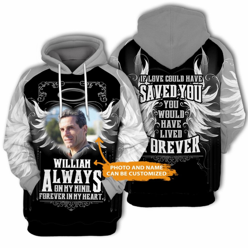 Personalized Memorial Hoodie Always On My Mind For Mom, Dad, Grandpa, Son, Daughter Custom Memorial Gift