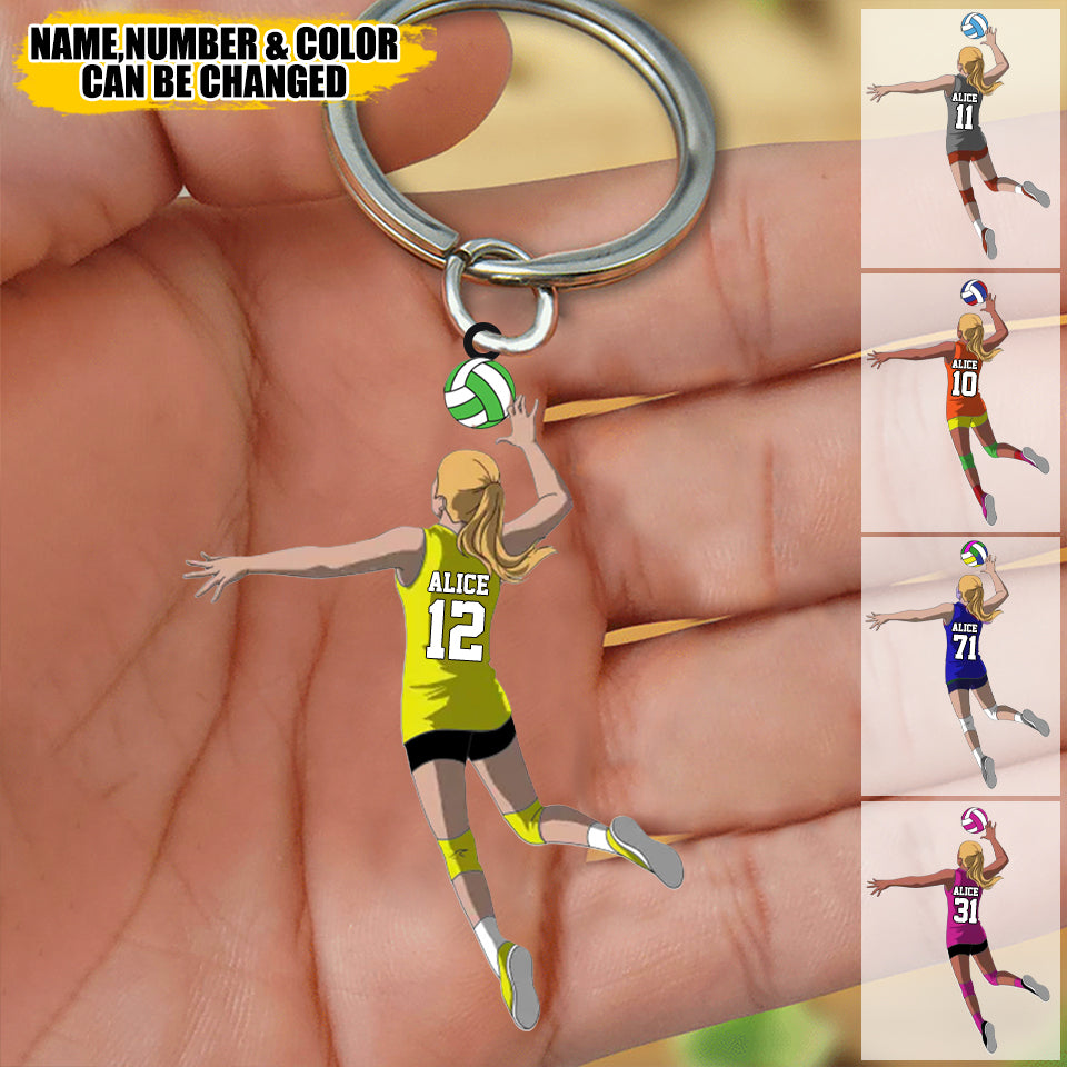 Volleyball Ornament Female Attack Acylic Keychain, Gift For Volleyball Players