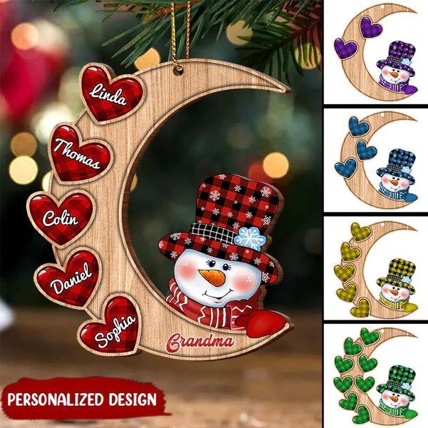 Christmas Snowman Nana Grandma Sweet Heart Kids Personalized Ornament
