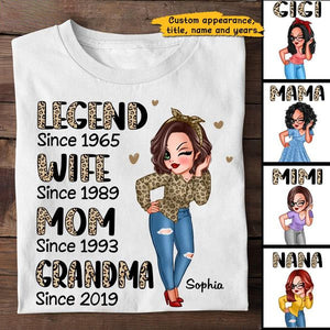Half Leopard Sassy Legend Wife Mom Grandma Personalized T-shirt