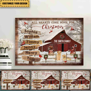 Personalized Christmas Canvas With Street Sign All Hearts Come Home For Christmas