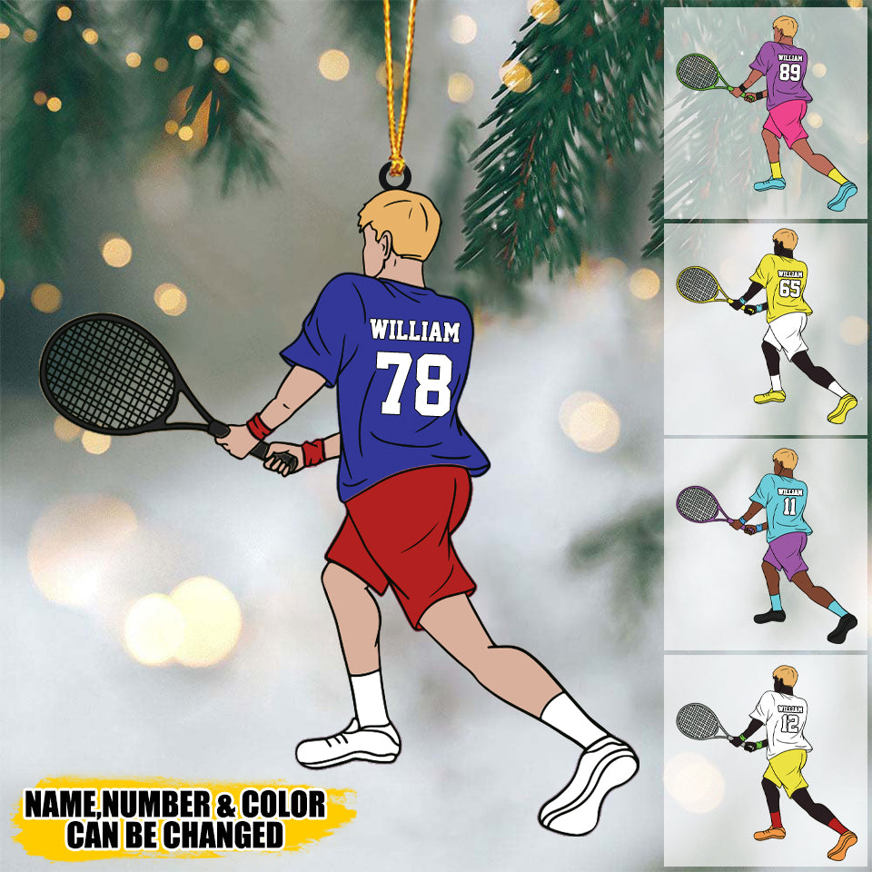 Personalized Tennis Boy Backhand Acylic Ornament
