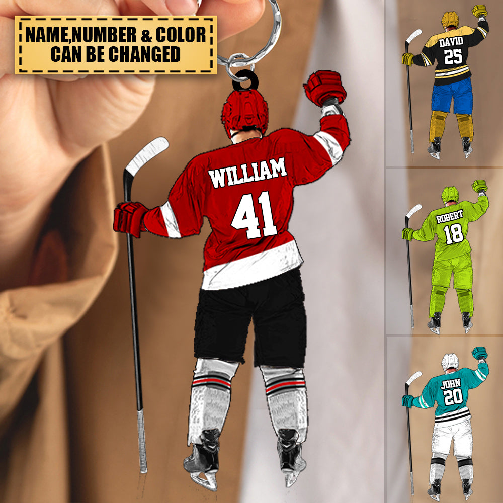 Custom Personalized Ice Hockey Keychain, Hockey Gifts, Gifts For Hockey Player