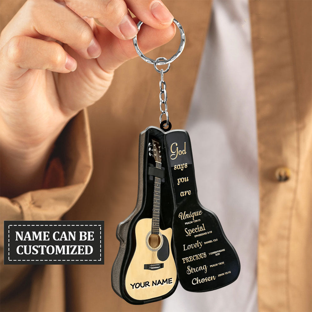 Personalized Guitar Bag God Says You Are Acrylic Keychain