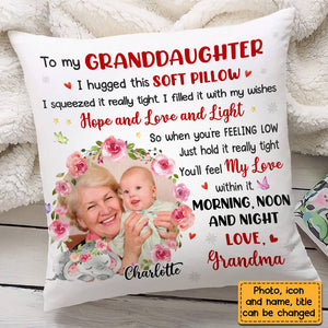 To My Granddaughter Elephant Photo Pillow - Personalized Pillow
