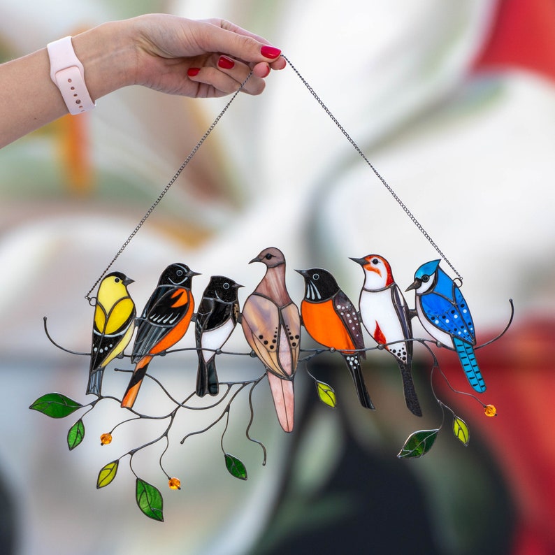 The Best Gift-Birds Stained  Window  Panel Hangings🎁