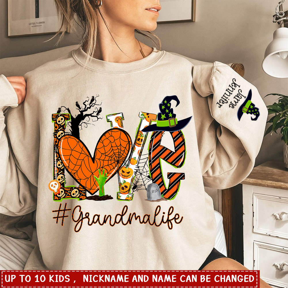 Halloween Love Grandma Life and Kids Sweatshirt