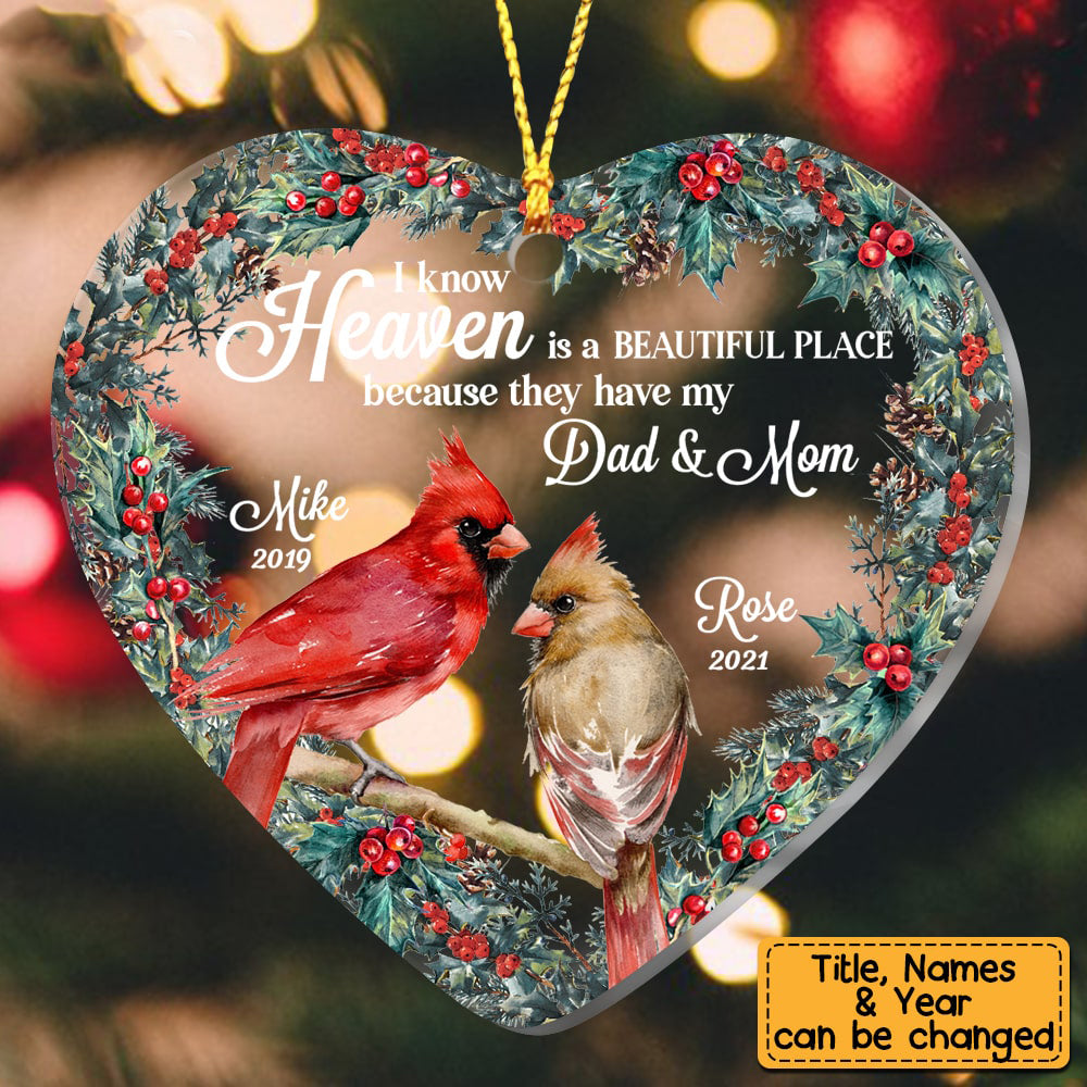 Heaven Is A Beautiful Place Heart Acrylic Ornament