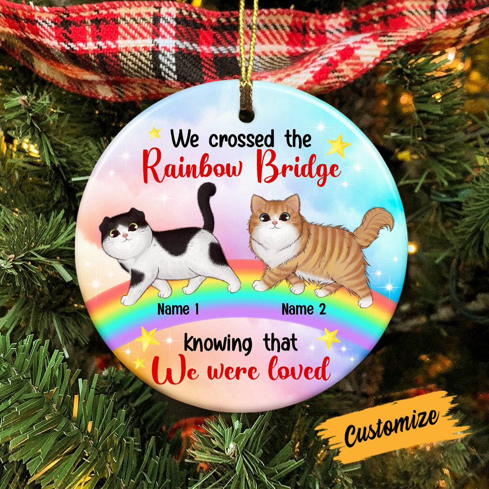 Personalized Cat Mom Cat Rainbow Bridge Christmas Ornament (Porcelain)