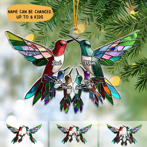 Family Members Christmas Hummingbird Together Personalized Acrylic Ornament