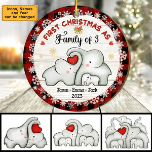 Baby First Christmas Puzzle Elephant Circle Personalized Ornament