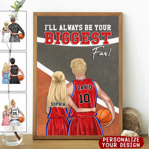 Personalized Basketball Couple Poster - Always Be Your Biggest Fan - Couple Shoulder To Shoulder