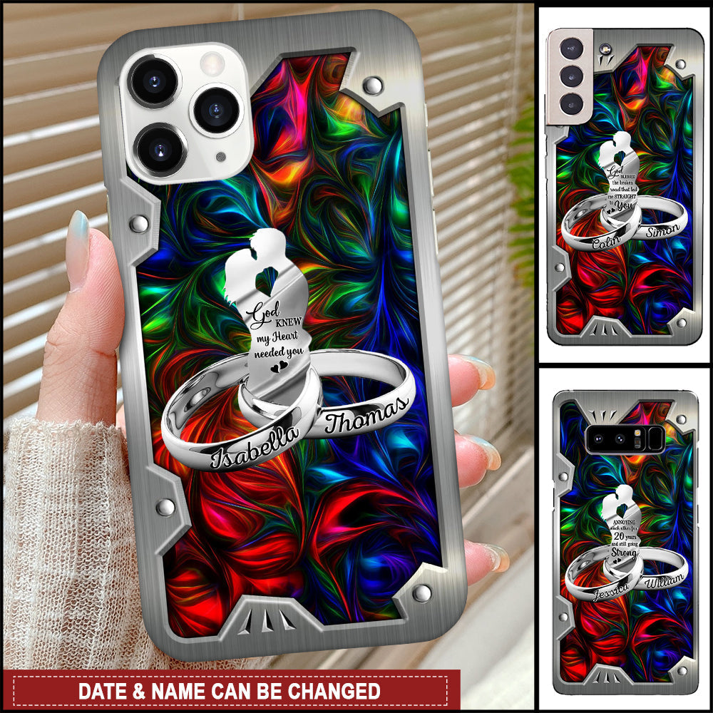 Customized Couple Rings Husband Wife Valentine Day Wedding Gift Personalized Phone Case