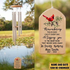 Personalized Cardinal Memorial Wind Chimes