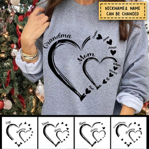 Personalized Mom Grandma And Grandkids Hearts Gift For Grnadma Sweatshirt