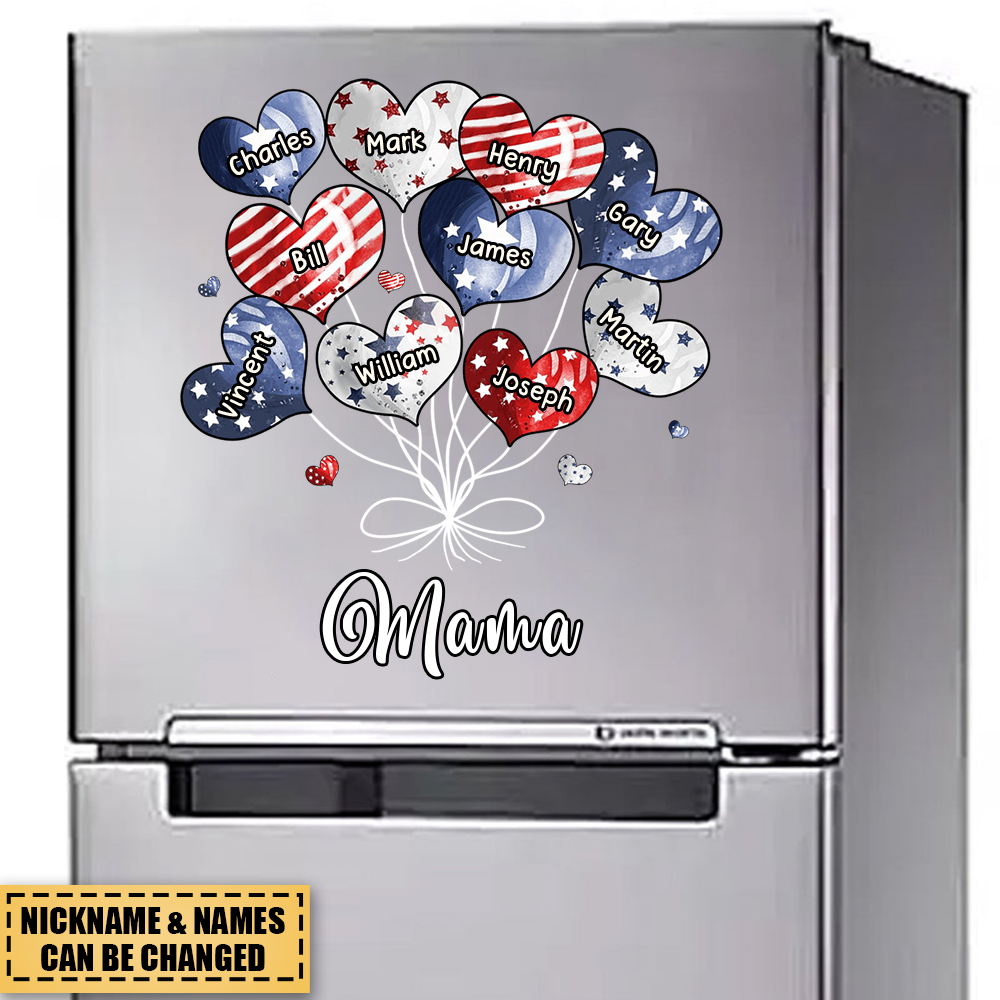 Sweet Heart American Flag Pattern Personalized Sticker Gift