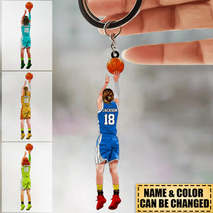 Personalized Basketball Girl Player Acrylic Keychain - Gift For Basketball Lover