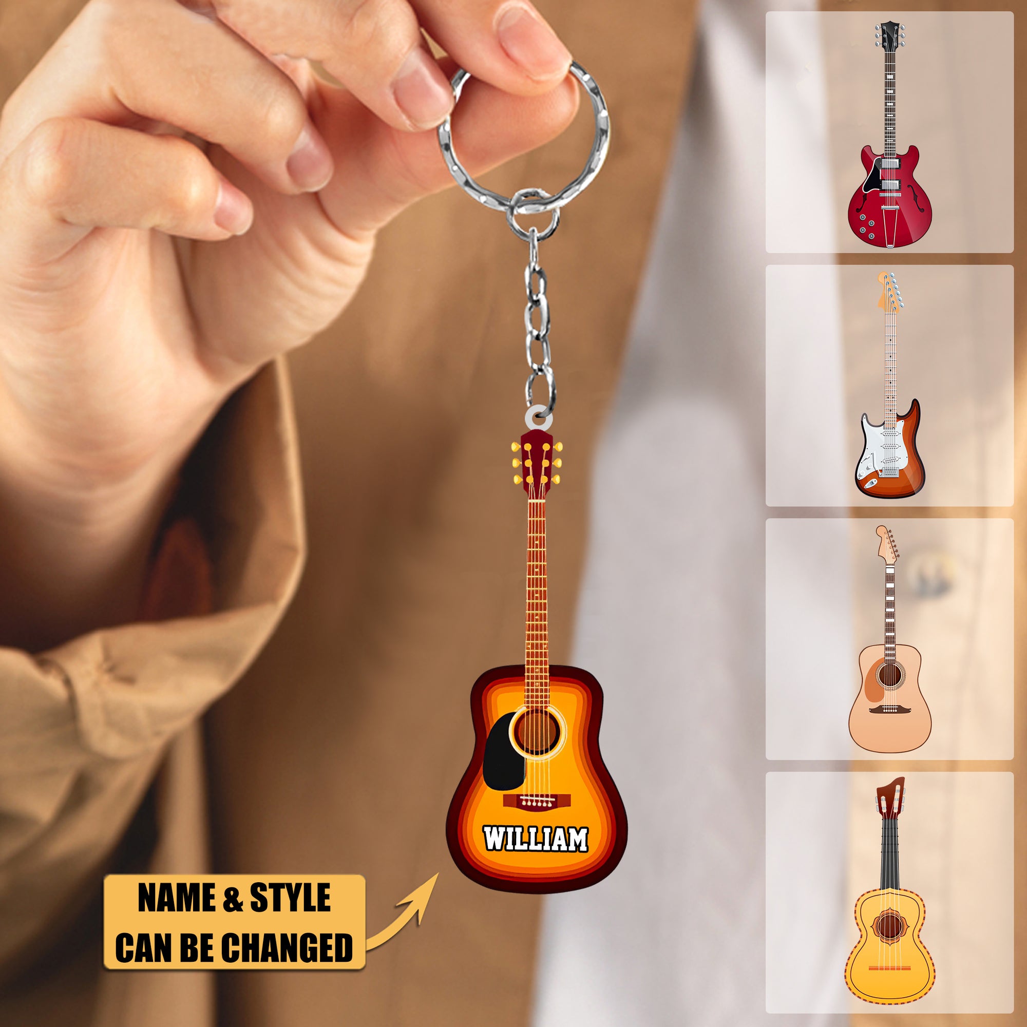 PERSONALIZED GUITAR ACRYLIC KEYCHAIN-GREAT GIFT IDEA FOR GUITAR LOVER
