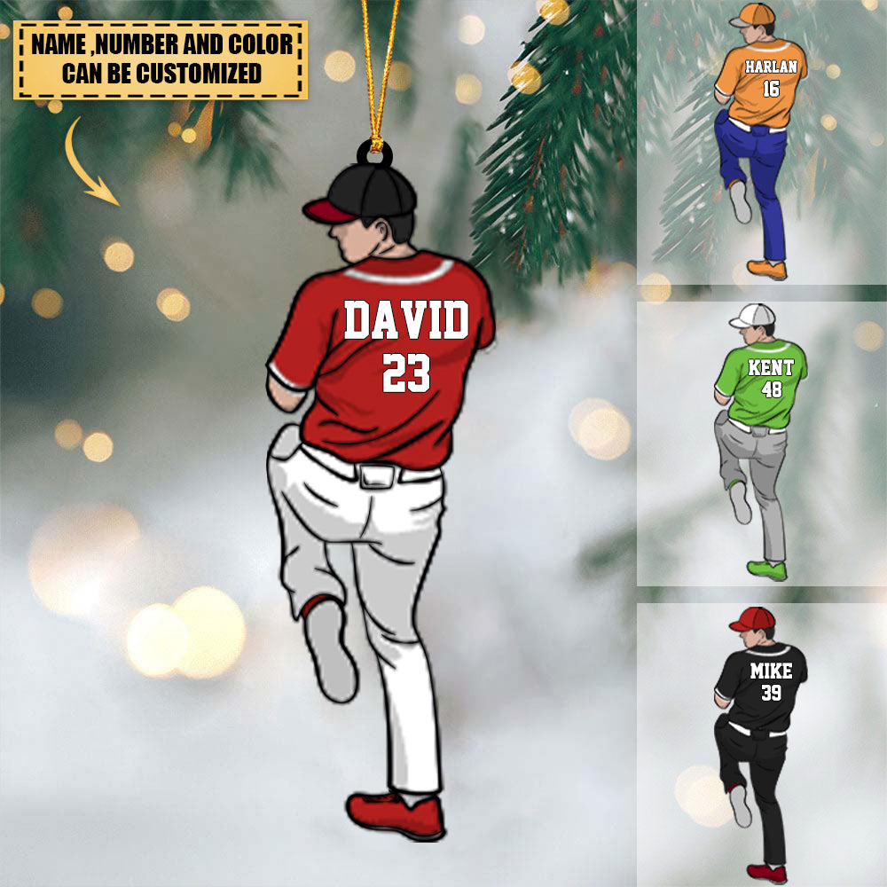 Personalized Baseball Wind Up Throwing Acrylic Ornament, Gift For Baseball Players