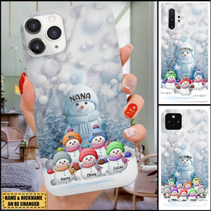 Christmas Blue Vibe Snowman Grandma Mom Colorful Kids Personalized Phone case