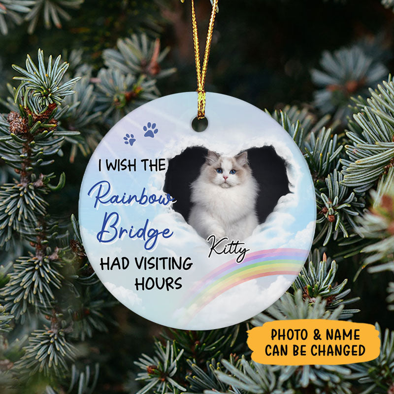 Rainbow Bridge, Personalized Christmas Ornaments, Custom Photo Memorial Gift  (Porcelain)