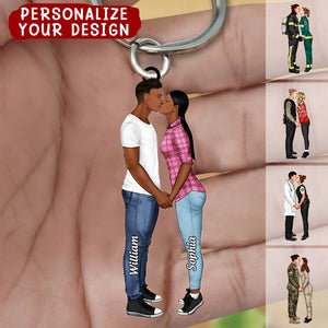 Personalized Acrylic Keychain Couple Portrait, Firefighter, EMS, Nurse, Police Officer,Military
