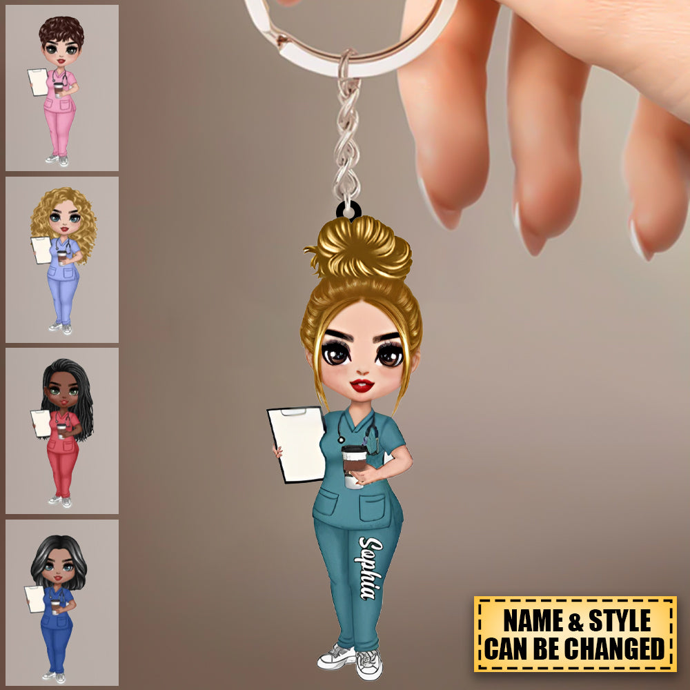 PERSONALIZED FEMALE NURSE KEYCHAIN- UNIQUE GIFT FOR NURSE