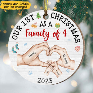 Our First Christmas As A Family Circle Personalized Wooden Ornament
