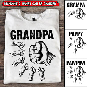 Personalized Grandpa with Grandkids Hand to Hands Shirt