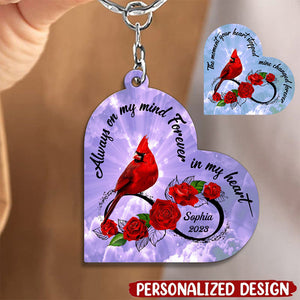 Personalized Cardinal Rose Infinite Love Memorial Gift Acrylic Keychain