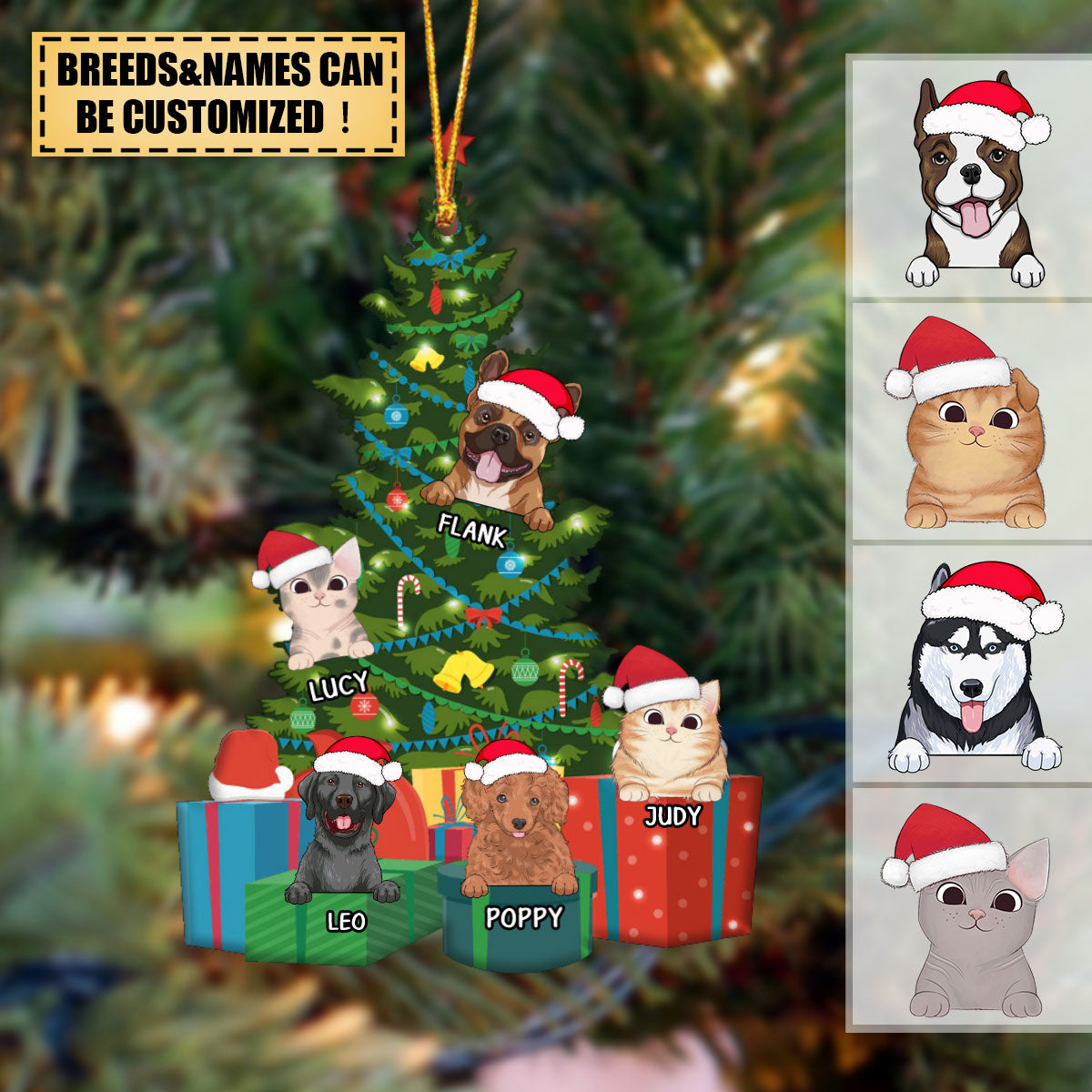 Customized Xmas Tree With Pets - Personalized Ornament