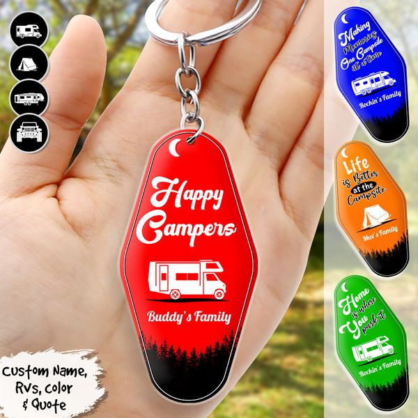 Happy Campers Camping Personalized Acrylic Keychain