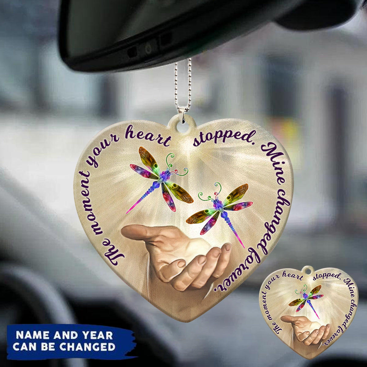 Personalized Memorial Dragonfly The Moment Your Heart Stopped, Mine Changed Forever Acrylic Ornament
