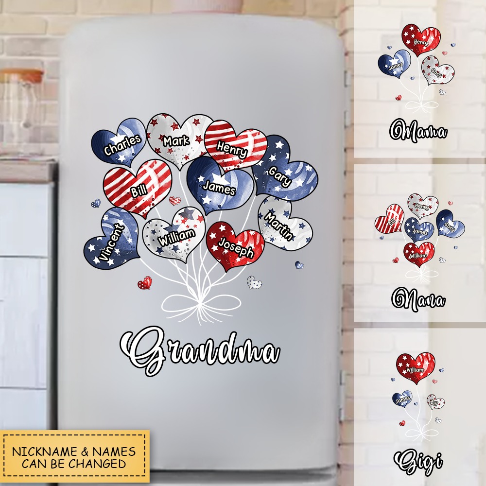 Sweet Heart American Flag Pattern Personalized Sticker Gift