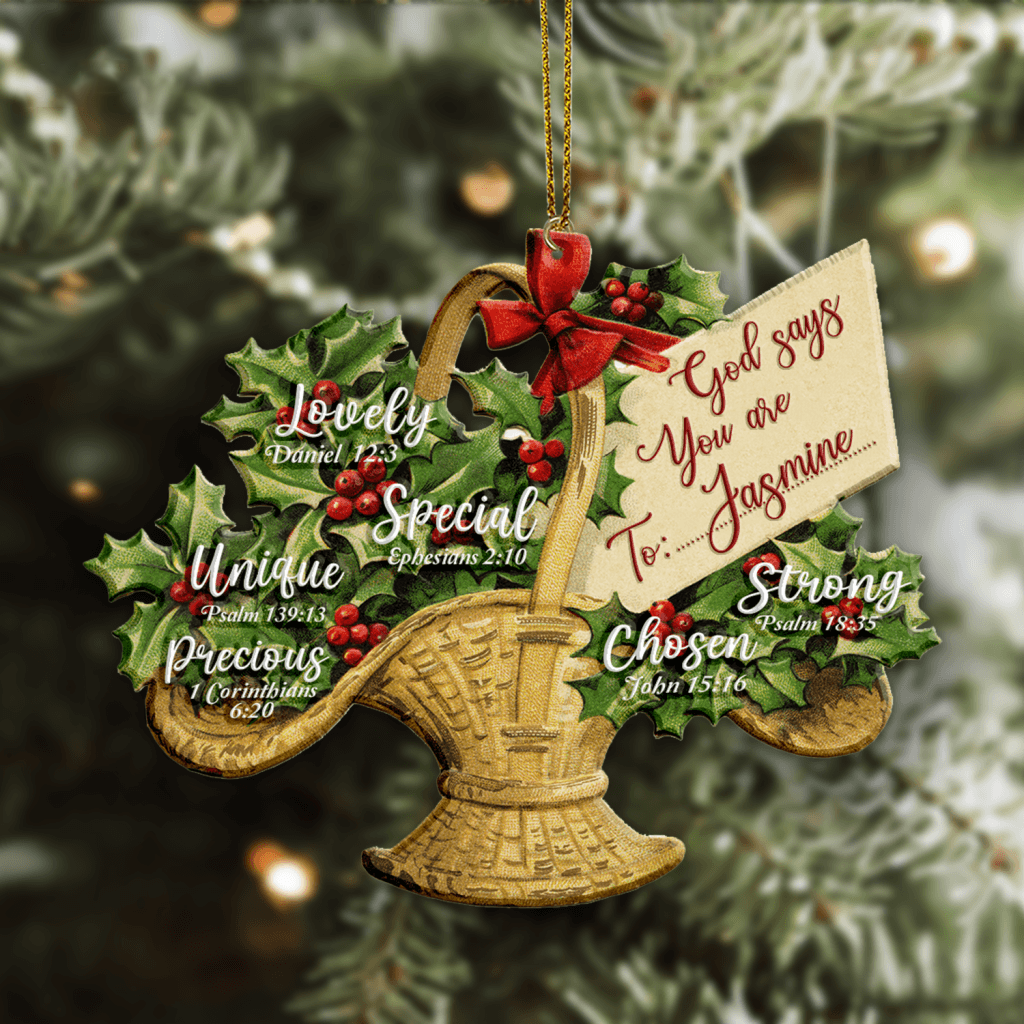 Vintage Christmas Poinsettia Flower God Says You Are Personalized Acrylic Ornament